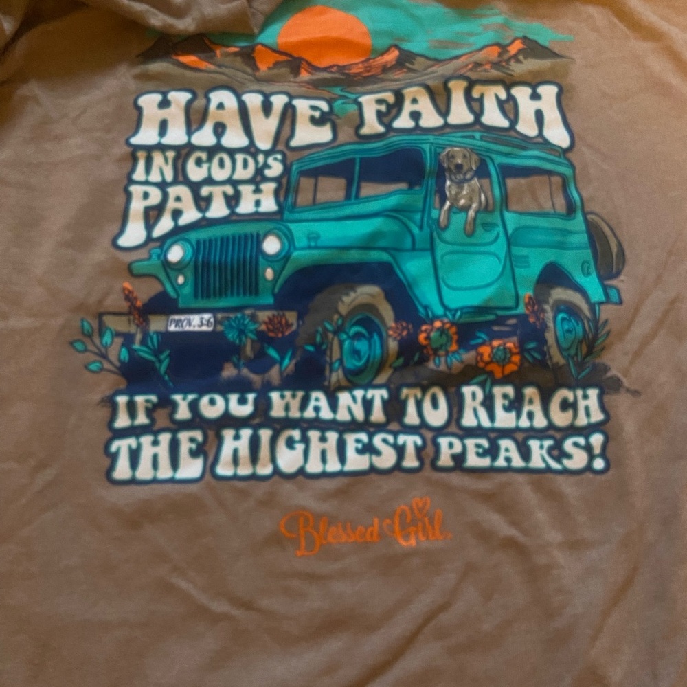 Brown Graphic Tee with Jeep Design